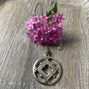 💕 BRIGHTON Retired Morena Disc Crystal Silver Reversible Adjustable Necklace